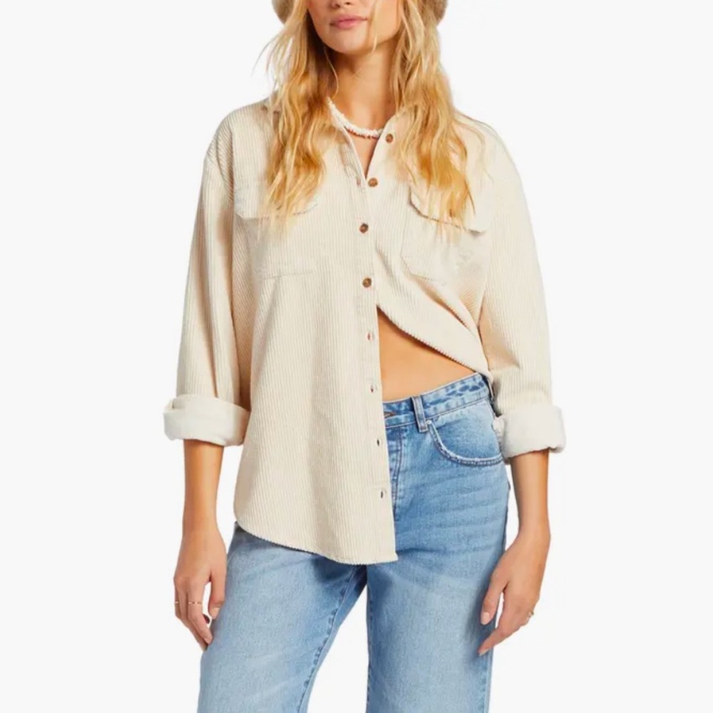 Billabong Cream Button-Up Corduroy Shirt